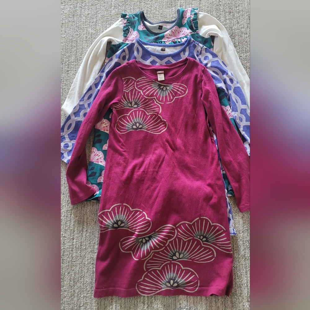 Tea Collection Size 7 Floral Long Sleeve Dress Bundle